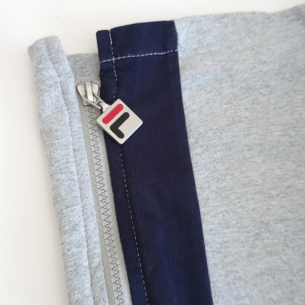 *Relisted* Fila Grey Blue Racer Stripes 3/4 "Zip Leg" Wide Leg Sweatpant Pants S - Picture 11 of 16